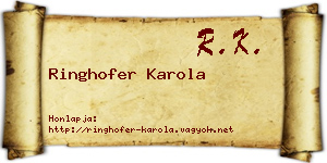 Ringhofer Karola névjegykártya